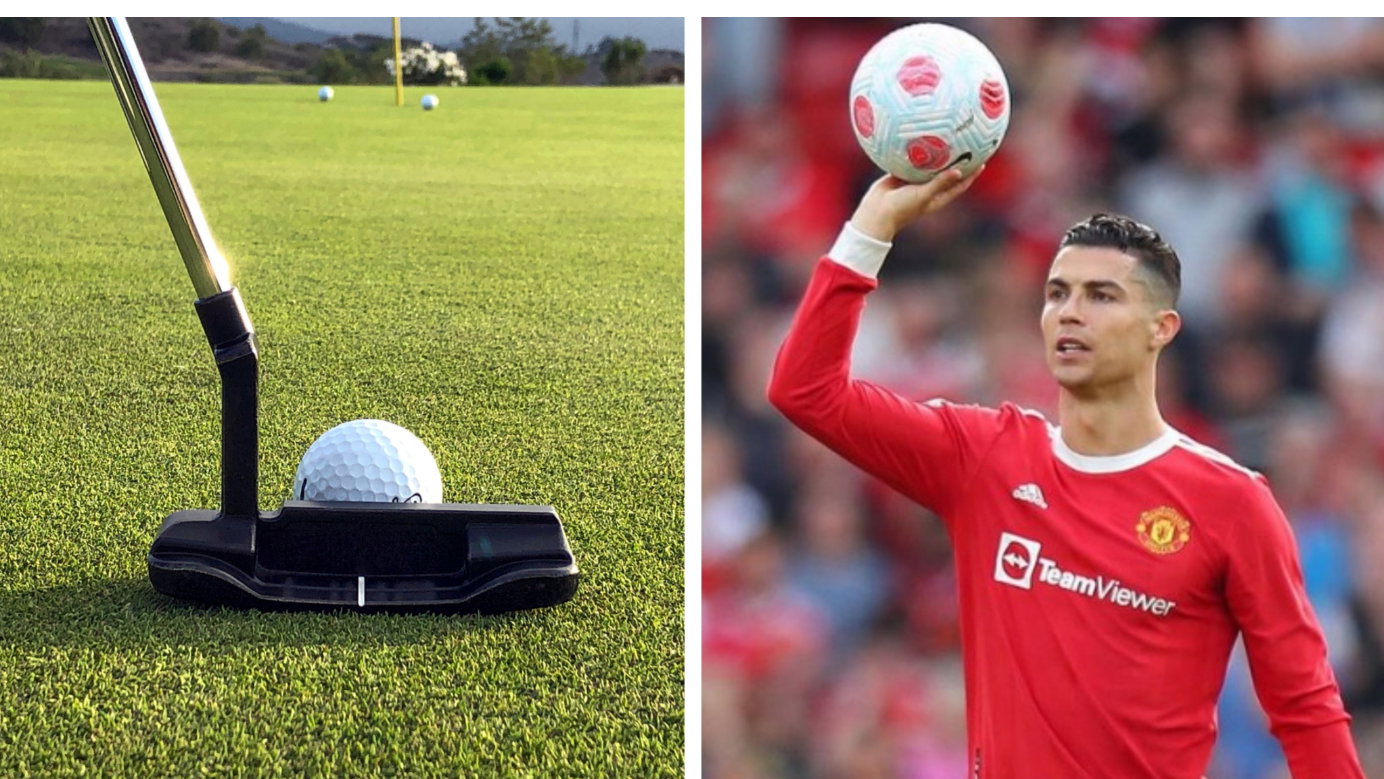 Manchester United's Cristiano Ronaldo plays golf in extremely short shorts